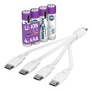 ANSMANN AAA Li-ion Type 500 USB-C – 4-pakning med ladekabel – produktbilde 1