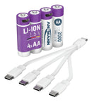 ANSMANN AA Li-ion Type 2000 USB-C – 4-pakning med ladekabel – produktbilde 1