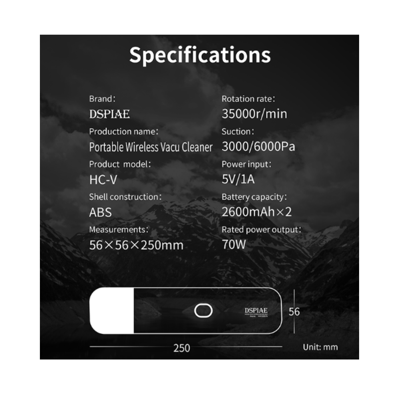 DSPIAE Portable Wireless Vacu Cleaner