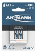 ANSMANN AAA 1000 mAh NiMH – 4-pakning – emballasje på hvit bakgrunn