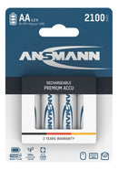 ANSMANN maxE AA 2100 mAh NiMH – 4-pakning – emballasje på hvit bakgrunn
