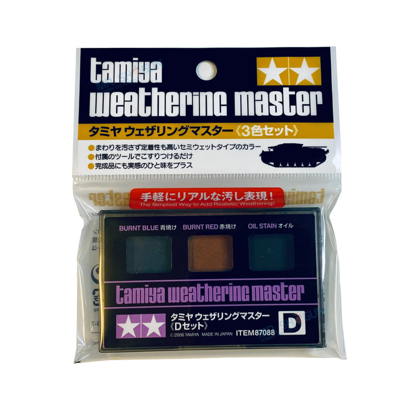 Tamiya Weathering Master Set (D) Burnt Blue, Burnt Red, Oil Stain (Front Cover)